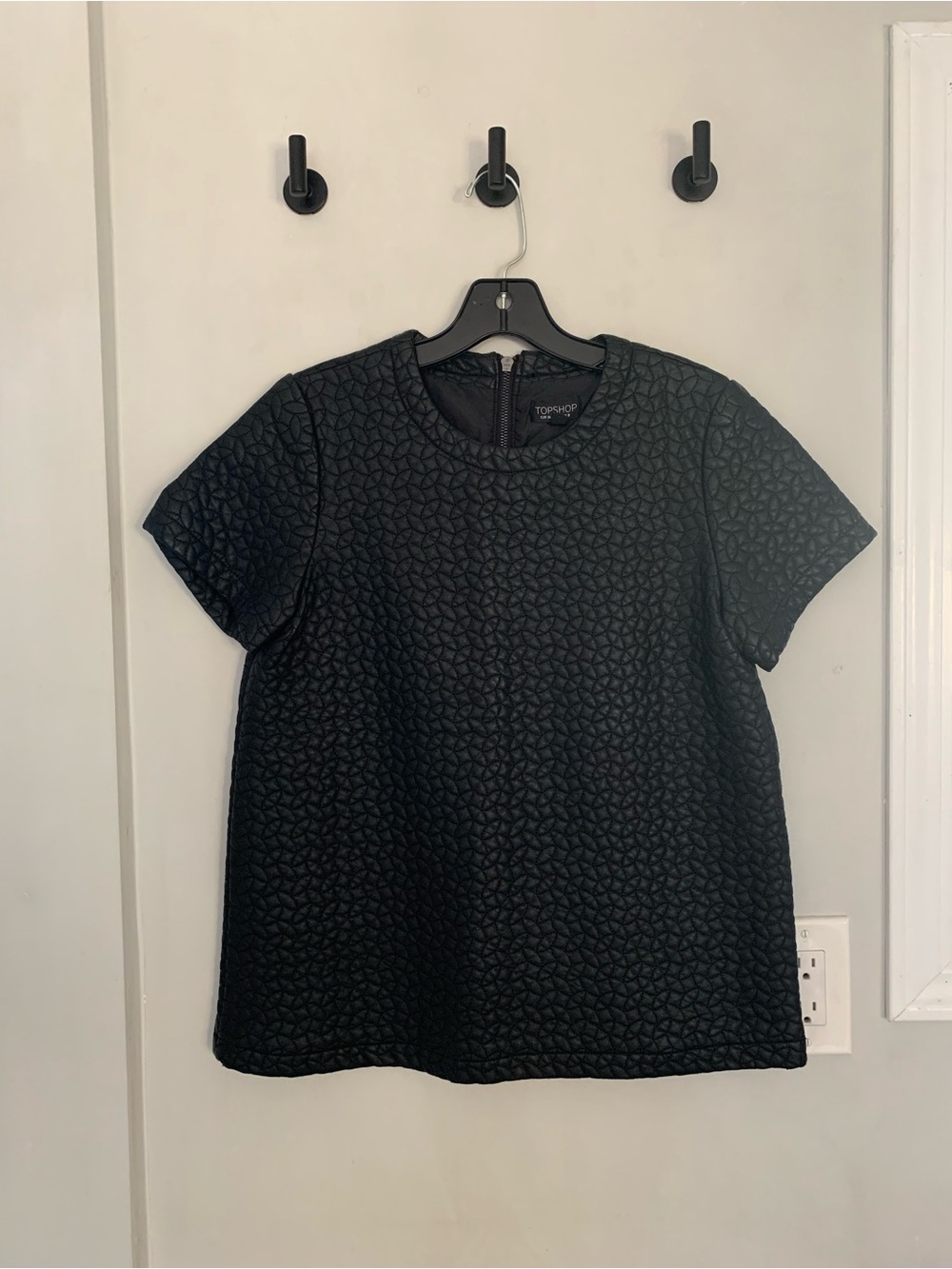 Topshop Black Quilted Short Sleeve Tunic
